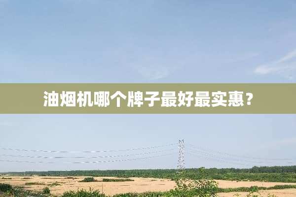 油烟机哪个牌子最好最实惠？