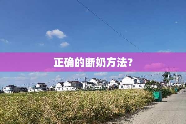 正确的断奶方法？