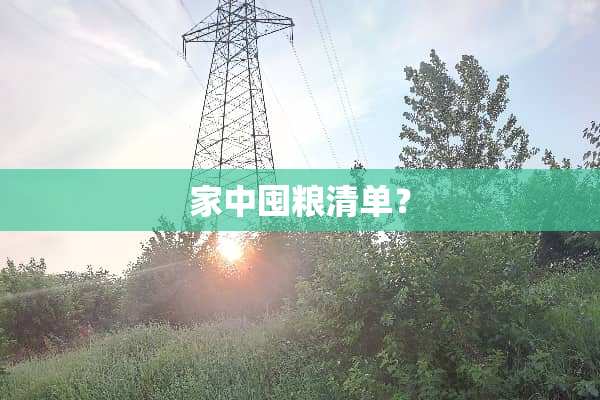 家中囤粮清单？