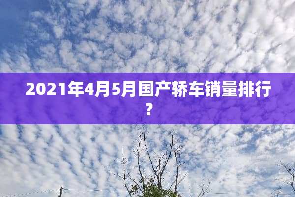 2021年4月5月国产轿车销量排行？