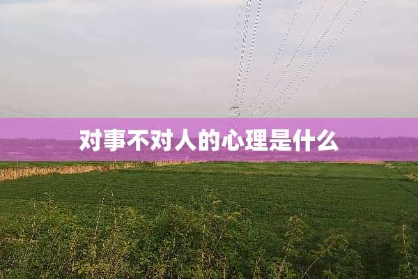 对事不对人的心理是什么