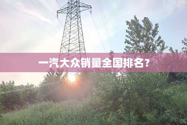 一汽大众销量全国排名？