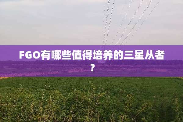 FGO有哪些值得培养的三星从者？