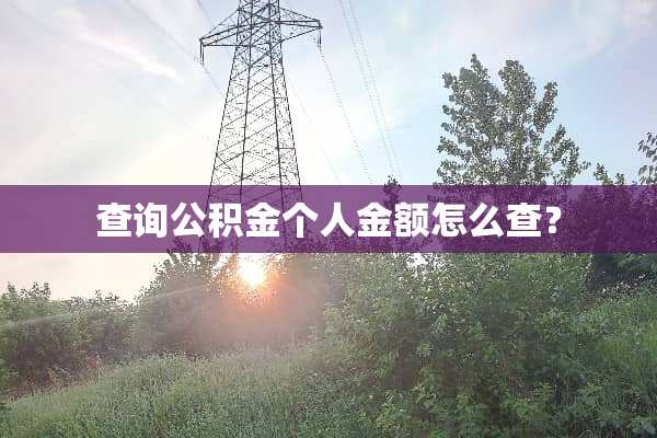 查询公积金个人金额怎么查？