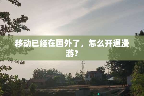 移动已经在国外了，怎么开通漫游？