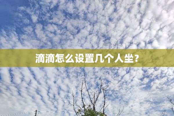 滴滴怎么设置几个人坐？