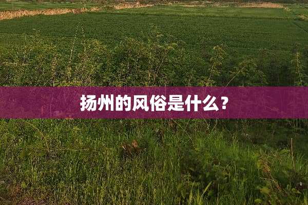 扬州的风俗是什么？