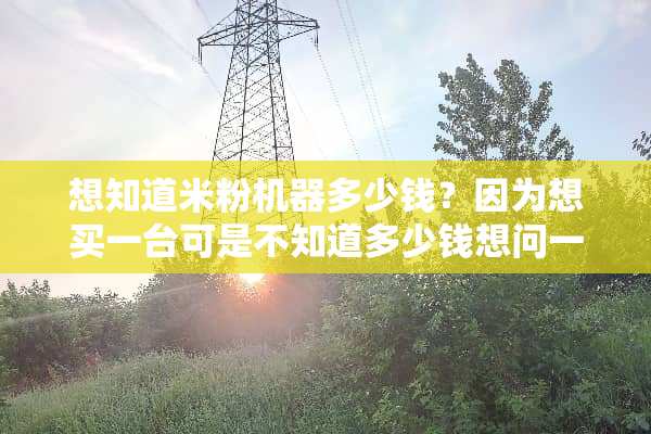 想知道米粉机器多少钱？因为想买一台可是不知道多少钱想问一下有知道的吗？