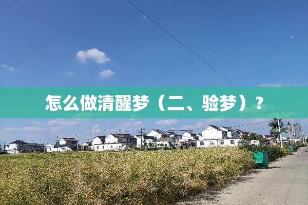 怎么做清醒梦（二、验梦）？