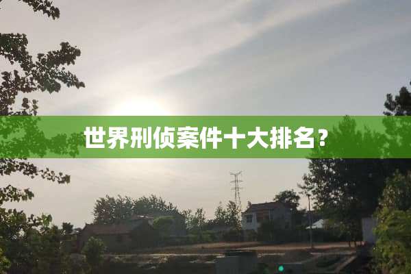 世界刑侦案件十大排名？