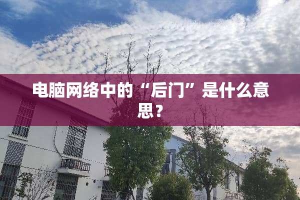 电脑网络中的“后门”是什么意思？