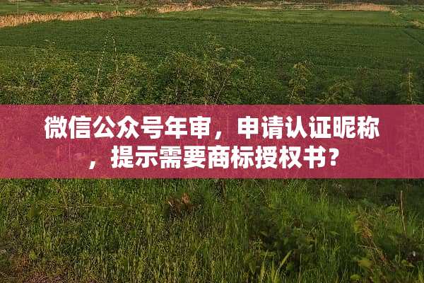 微信公众号年审，申请认证昵称，提示需要商标授权书？