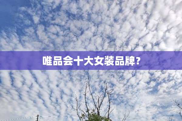 唯品会十大女装品牌？