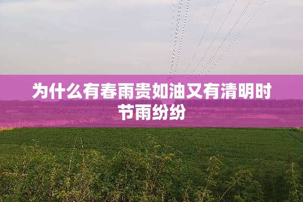 为什么有春雨贵如油又有清明时节雨纷纷