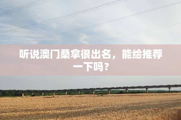 听说****很出名，能给推荐一下吗？