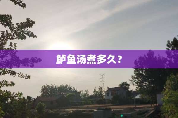 鲈鱼汤煮多久？