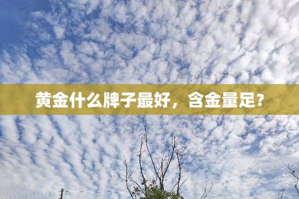 黄金什么牌子最好，含金量足？