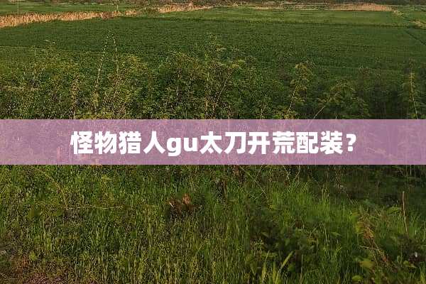 怪物猎人gu太刀开荒配装？