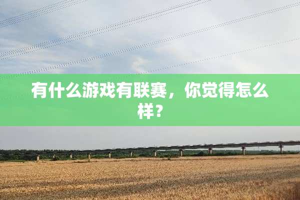 有什么游戏有联赛，你觉得怎么样？