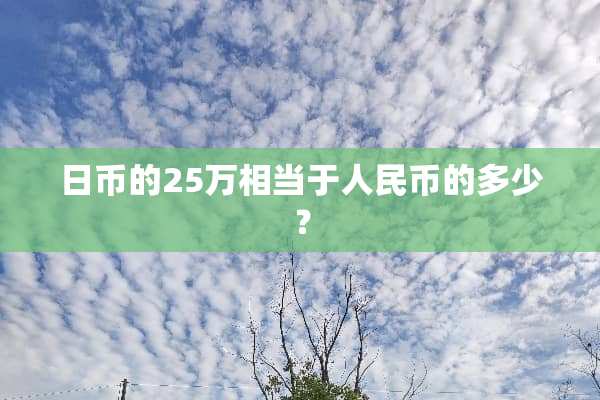 日币的25万相当于人民币的多少？