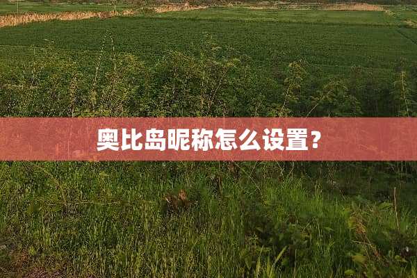 奥比岛昵称怎么设置？