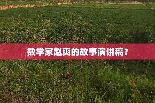 数学家赵爽的故事演讲稿？