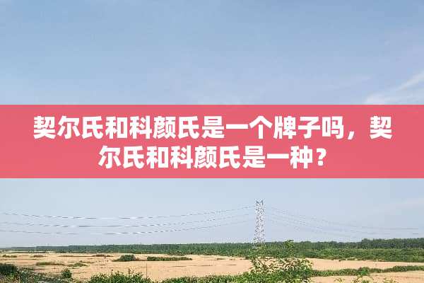 契尔氏和科颜氏是一个牌子吗，契尔氏和科颜氏是一种？