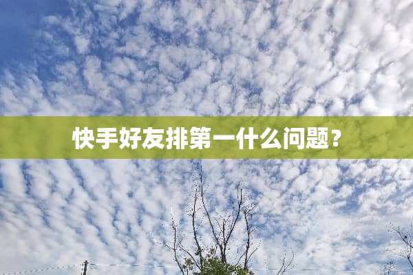 快手好友排第一什么问题？