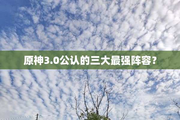 原神3.0公认的三大最强阵容？