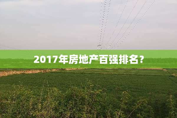 2017年房地产百强排名？