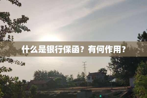 什么是银行保函？有何作用？