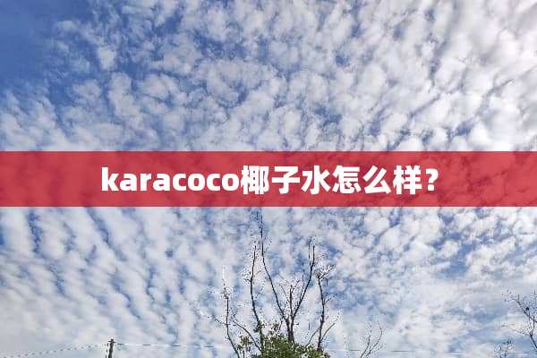 karacoco椰子水怎么样？