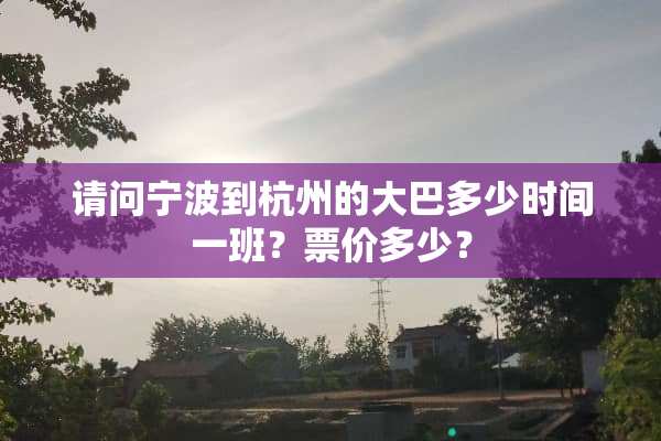 请问宁波到杭州的大巴多少时间一班？票价多少？