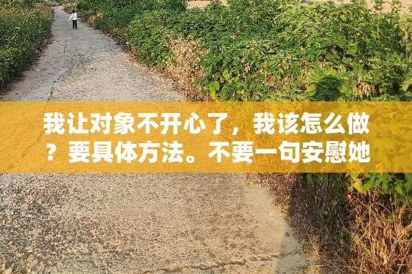 我让对象不开心了，我该怎么做？要具体方法。不要一句安慰她？