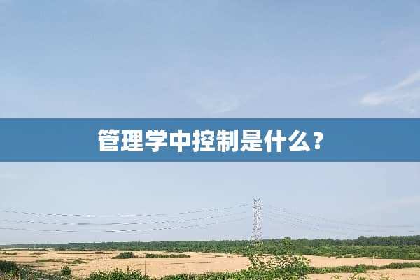 管理学中控制是什么？