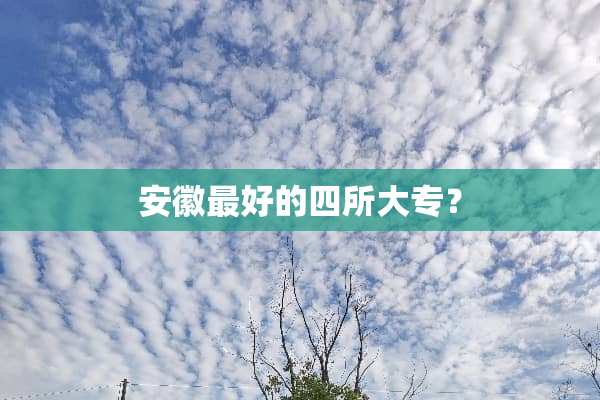 安徽最好的四所大专？