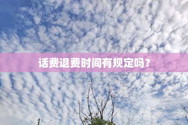 话费退费时间有规定吗？