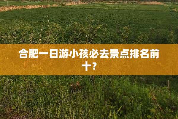 合肥一日游小孩必去景点排名前十？