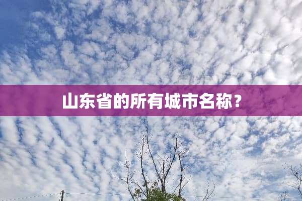 山东省的所有城市名称？