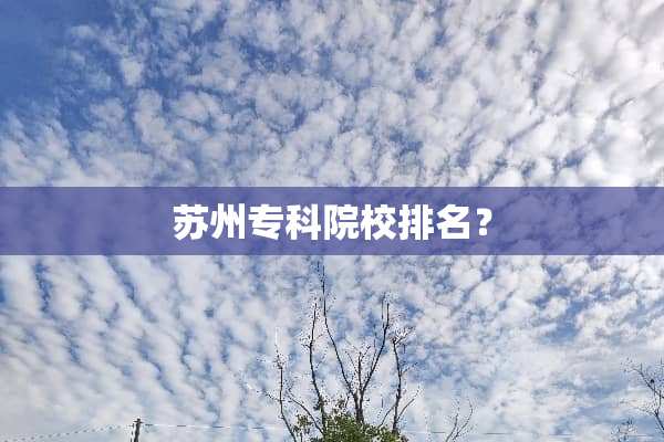 苏州专科院校排名？