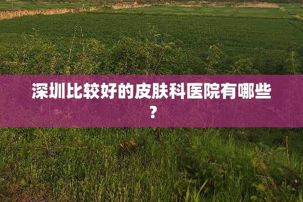 深圳比较好的皮肤科医院有哪些？