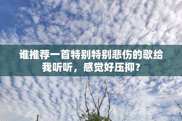 谁推荐一首特别特别悲伤的歌给我听听，感觉好压抑？