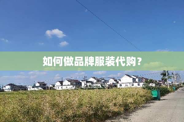 如何做品牌服装代购？
