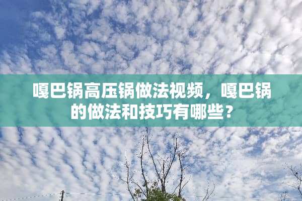 嘎巴锅高压锅做法视频，嘎巴锅的做法和技巧有哪些？