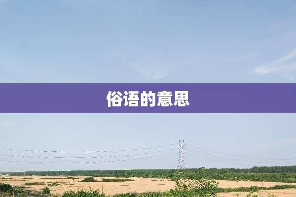 俗语的意思