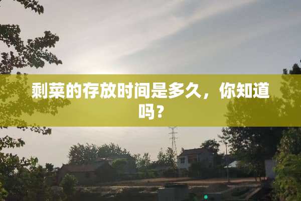 剩菜的存放时间是多久，你知道吗？