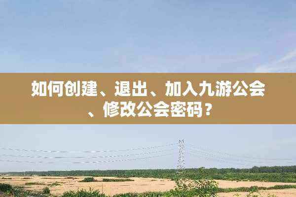 如何创建、退出、加入九游公会、修改公会密码？