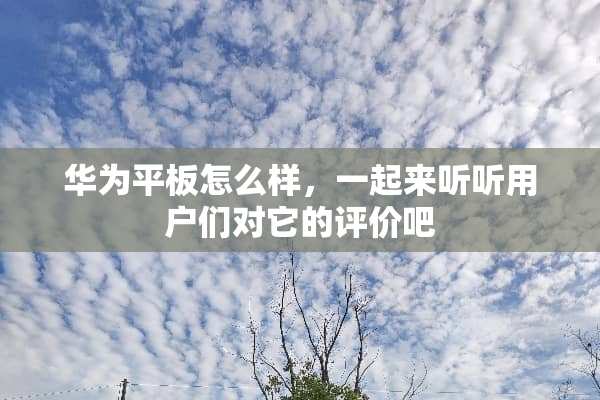 华为平板怎么样，一起来听听用户们对它的评价吧