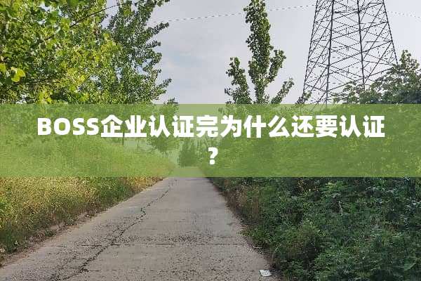 BOSS企业认证完为什么还要认证？
