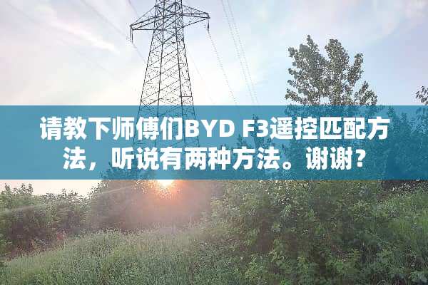 请教下师傅们BYD F3遥控匹配方法，听说有两种方法。谢谢？